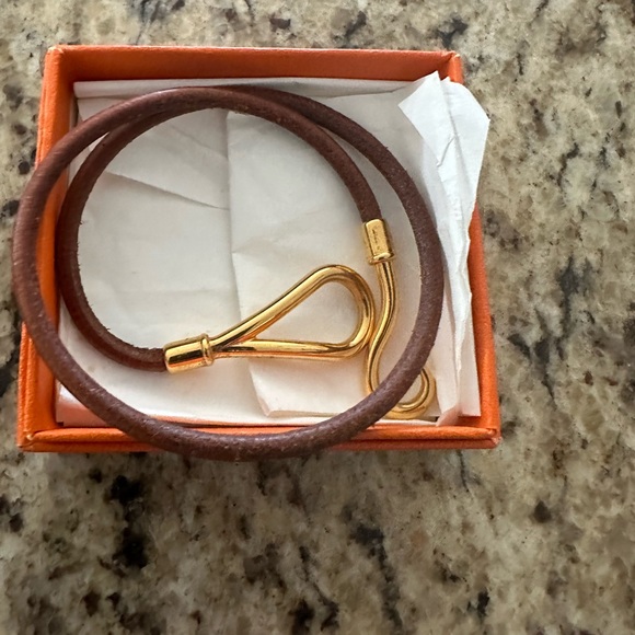 Hermes Jumbo Hook Necklace/Bracelet. Gold and Brown - Picture 3 of 4